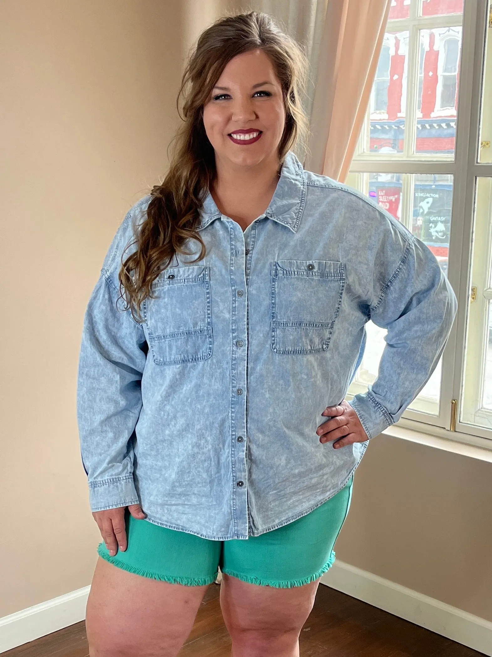 Acid Wash Chambray Shirt