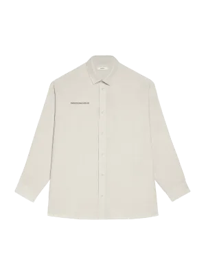 Aloe Linen Collared Long Sleeve Shirt—limestone