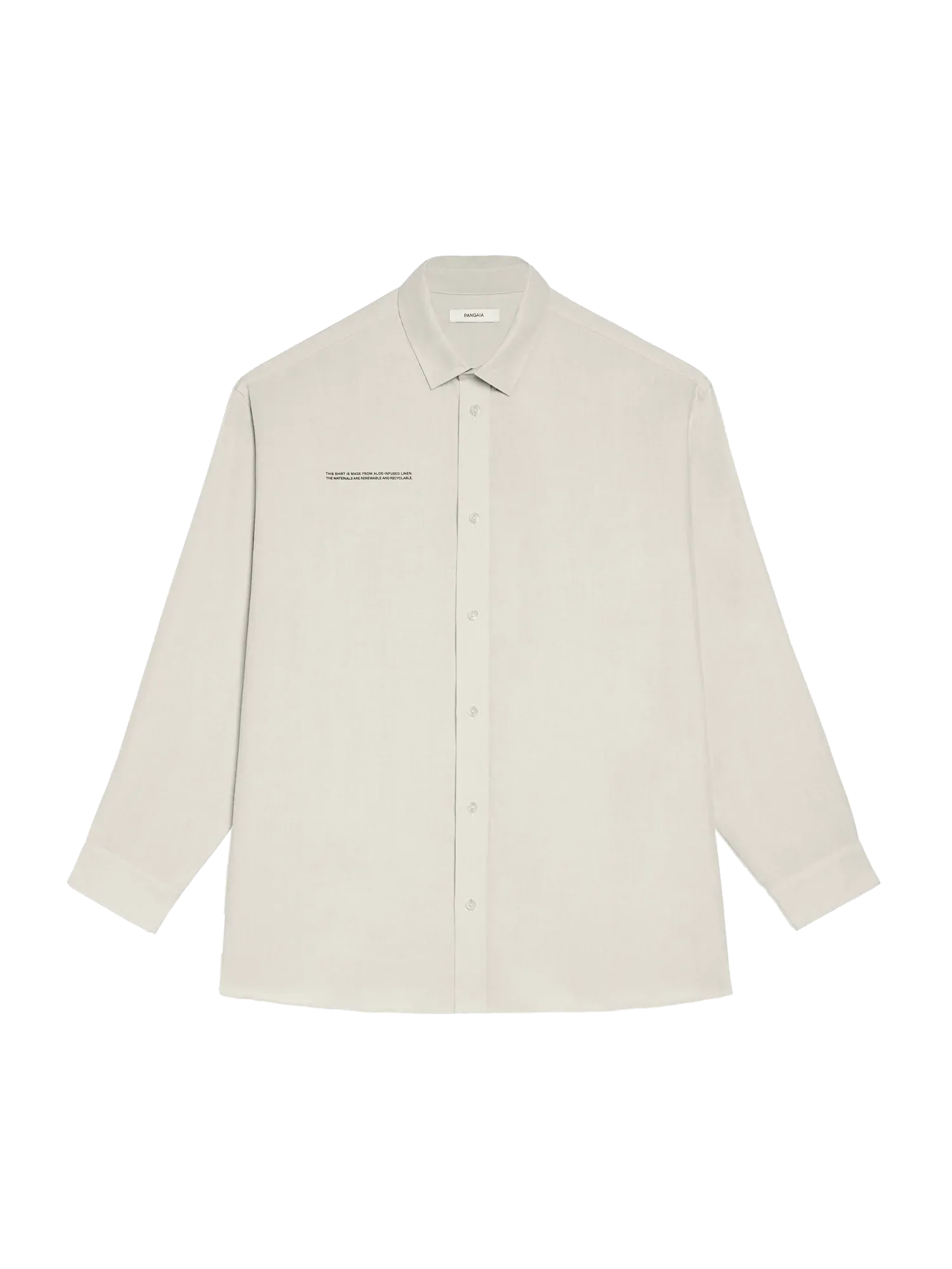 Aloe Linen Collared Long Sleeve Shirt—limestone