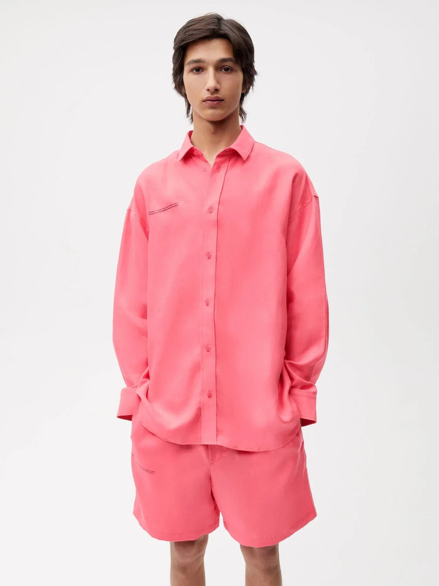Aloe Linen Collared Long Sleeve Shirt—lotus pink