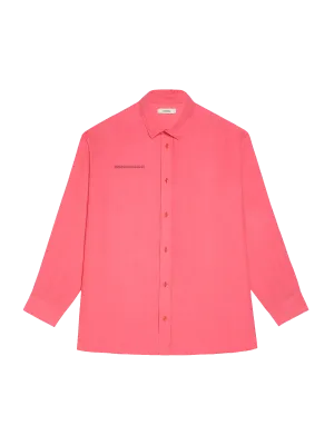 Aloe Linen Collared Long Sleeve Shirt—lotus pink