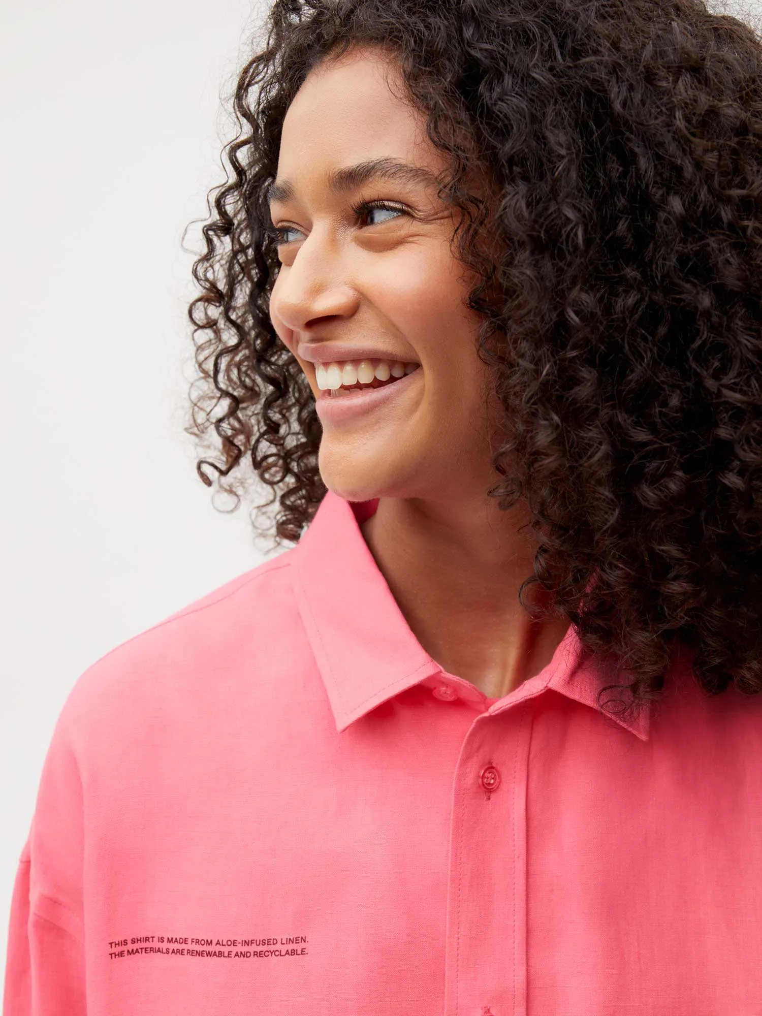 Aloe Linen Collared Long Sleeve Shirt—lotus pink