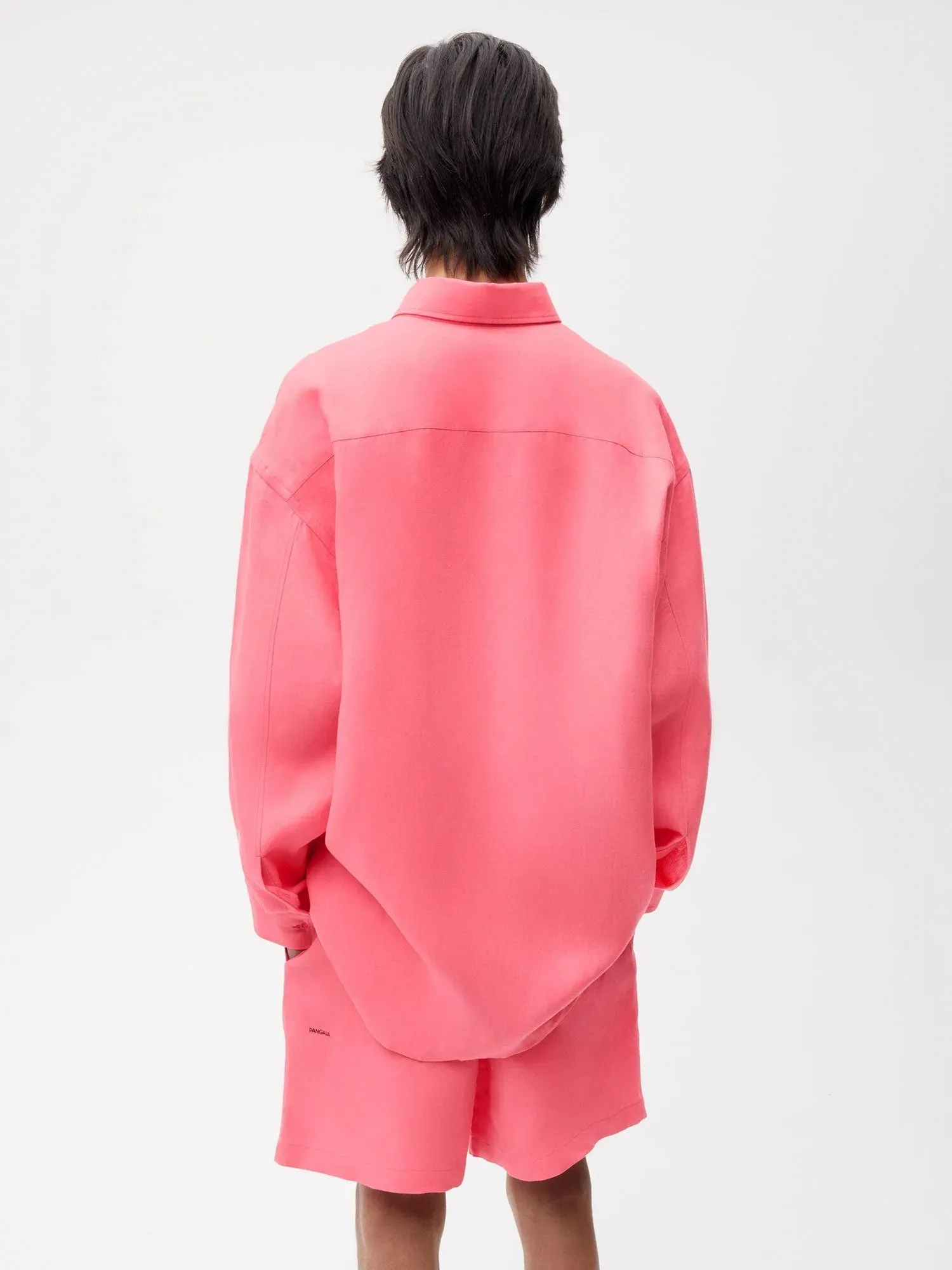 Aloe Linen Collared Long Sleeve Shirt—lotus pink
