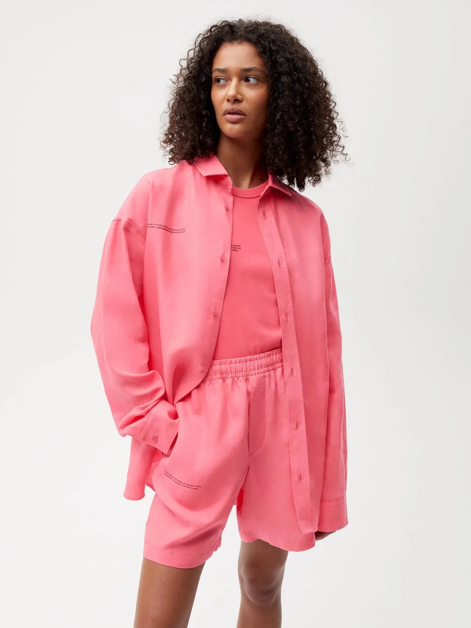 Aloe Linen Collared Long Sleeve Shirt—lotus pink