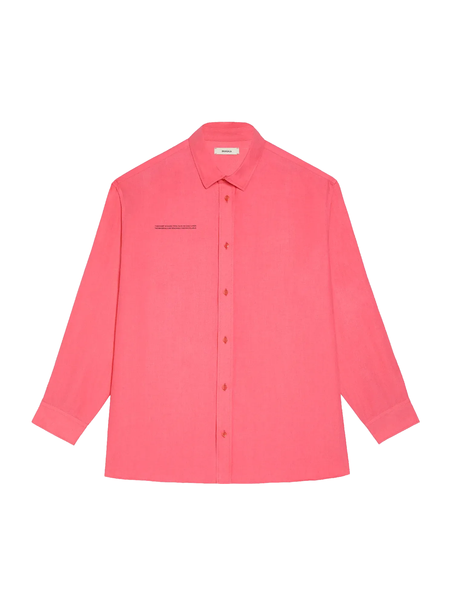 Aloe Linen Collared Long Sleeve Shirt—lotus pink