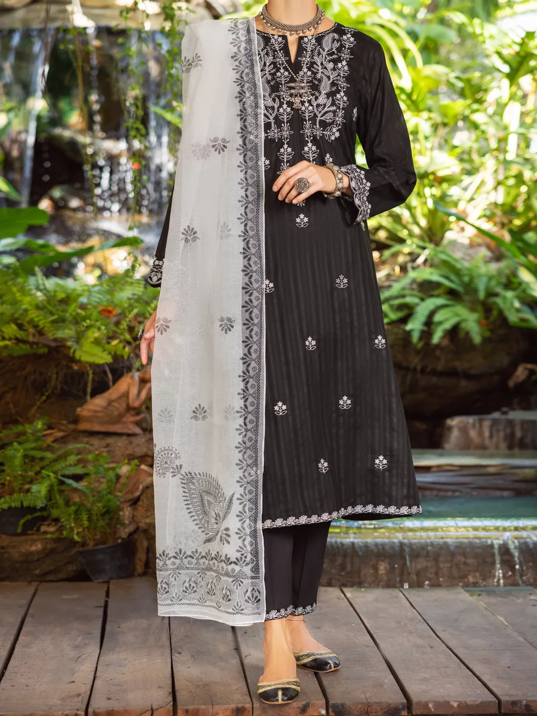 Black Jacquard 3 Piece Unstitched - ALP-3PS-1764