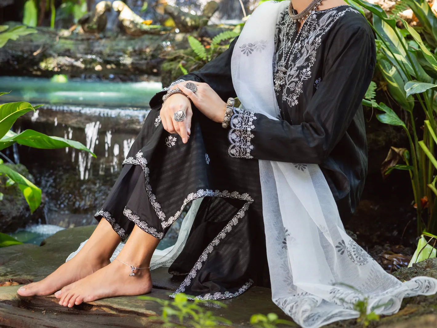 Black Jacquard 3 Piece Unstitched - ALP-3PS-1764