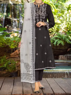 Black Jacquard 3 Piece Unstitched - ALP-3PS-1764