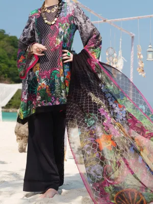 Black Lawn 3 Piece Unstitched - ALP-3PS-818