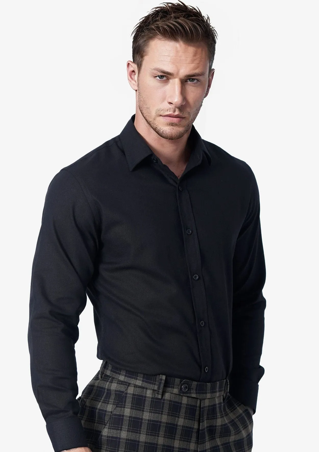 Black Linen Blend Shirt