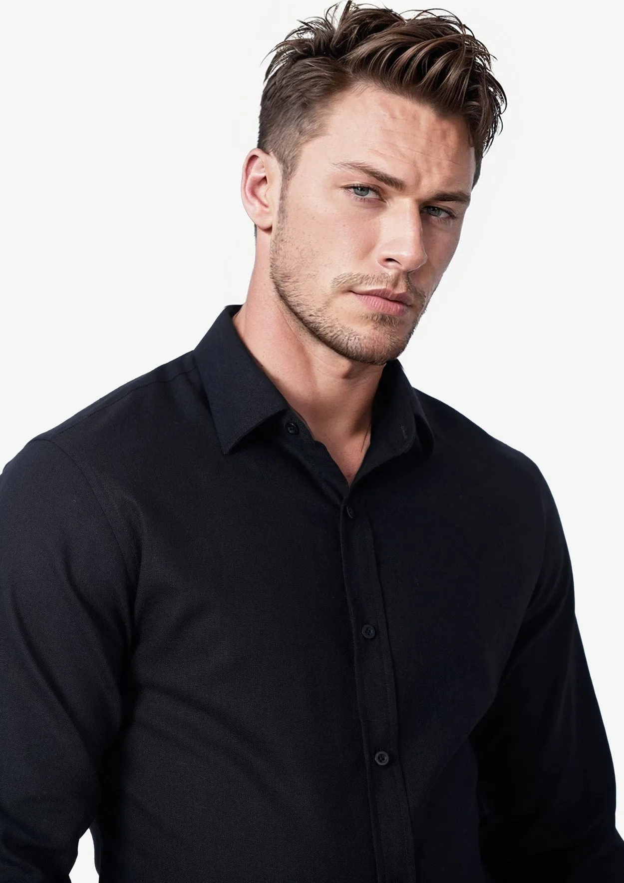 Black Linen Blend Shirt