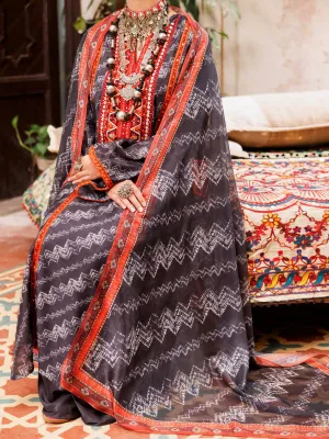 Black Poly-Lawn 3 Piece Unstitched - ALP-3PS-1955B