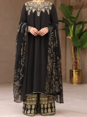 Black Viscose 3 Piece Unstitched - ALP-3PS-1647