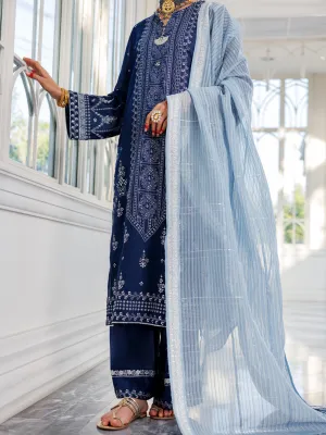 Blue Poly Cotton 3 Piece Unstitched - ALP-3PS-1621
