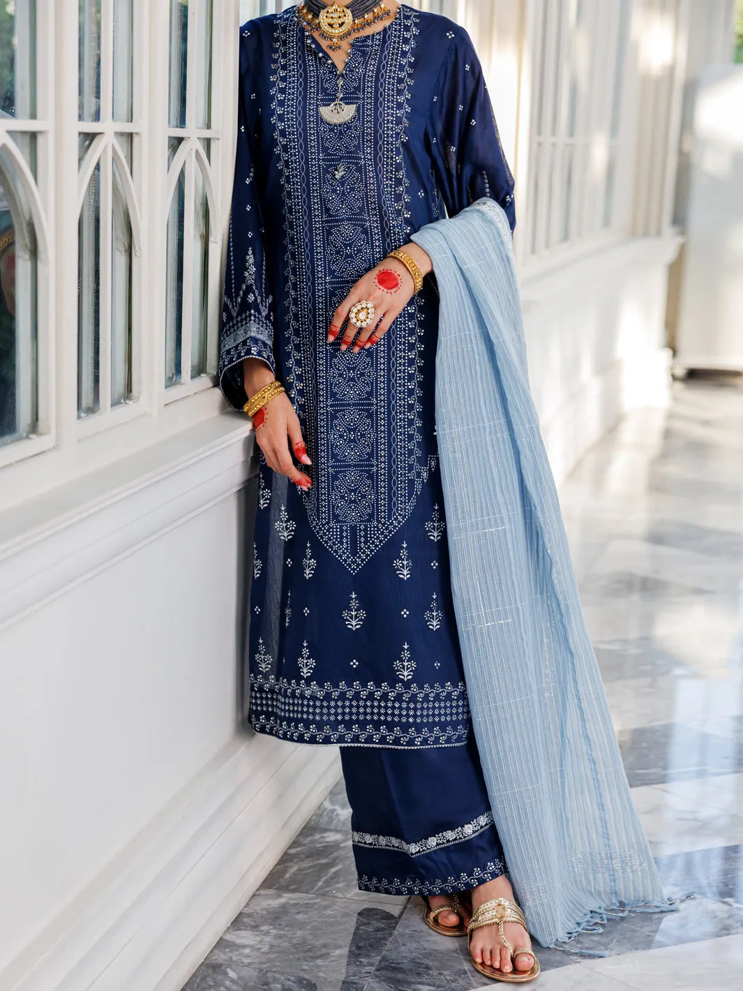 Blue Poly Cotton 3 Piece Unstitched - ALP-3PS-1621