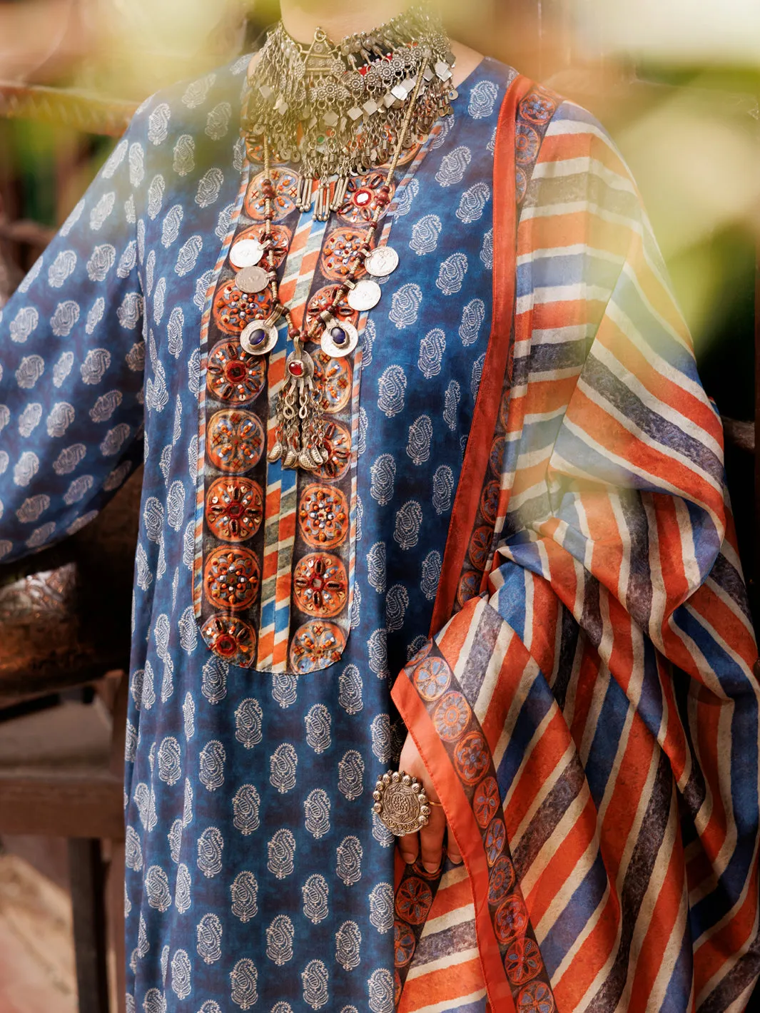 Blue Poly-Lawn 3 Piece Unstitched - ALP-3PS-1956B