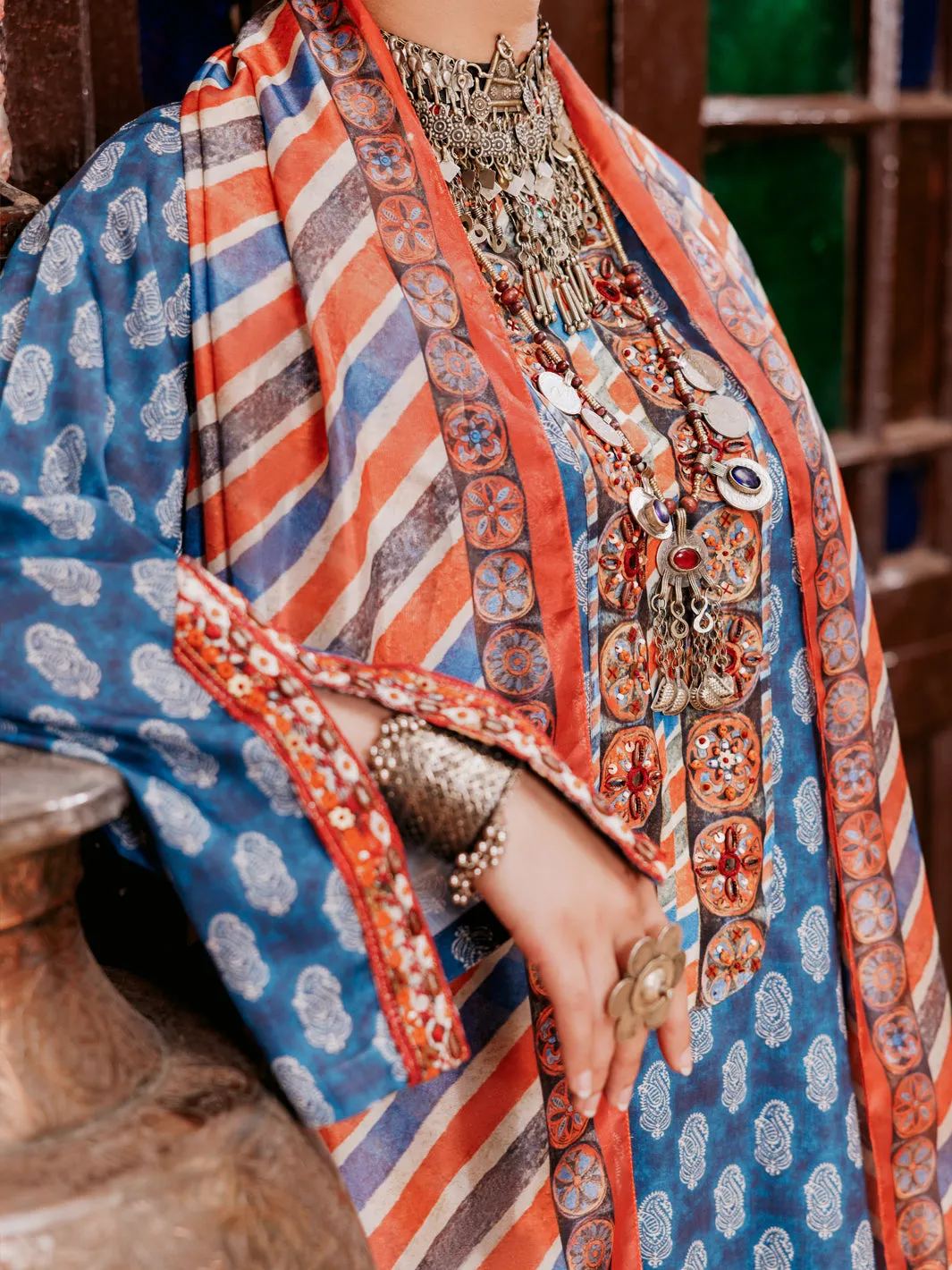 Blue Poly-Lawn 3 Piece Unstitched - ALP-3PS-1956B