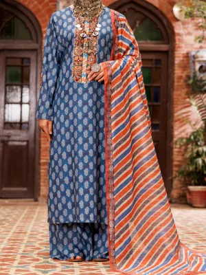 Blue Poly-Lawn 3 Piece Unstitched - ALP-3PS-1956B