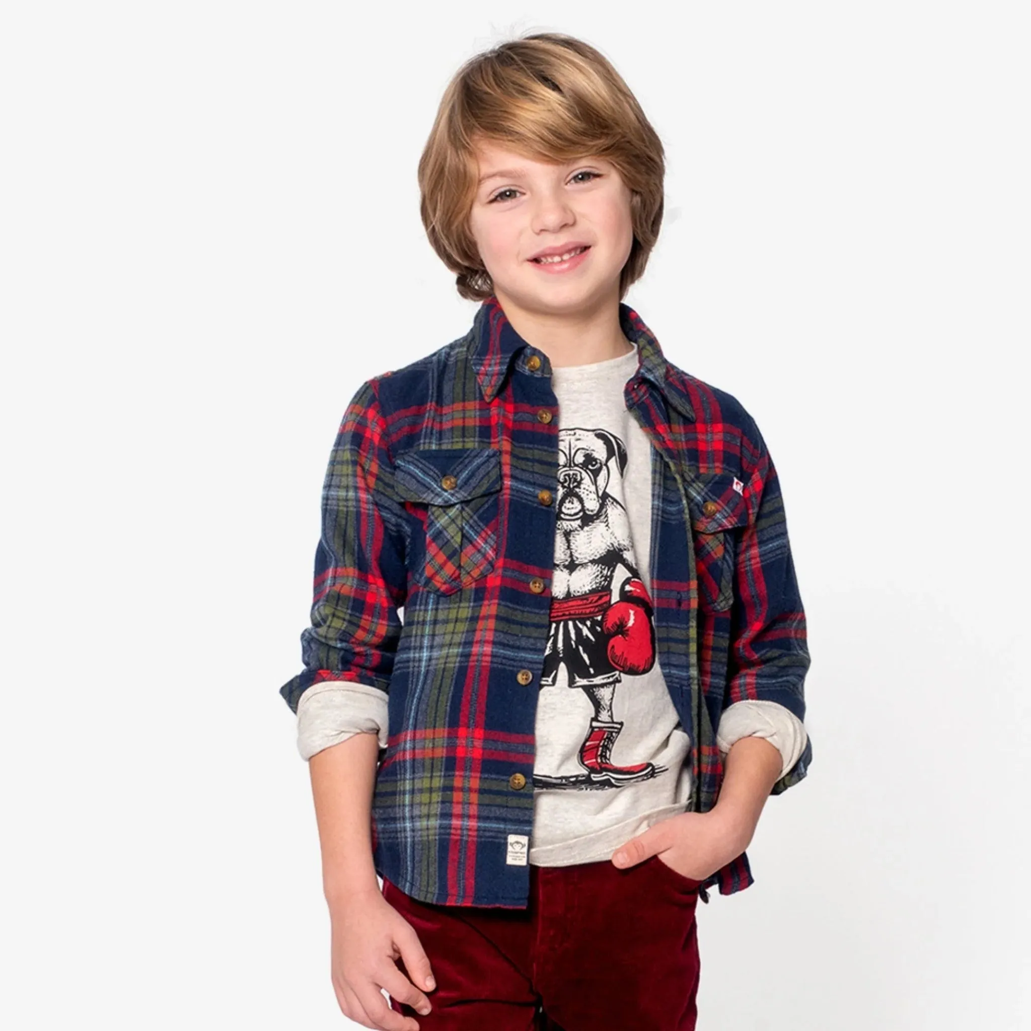 Boys Fall Flannel Button Down Shirt