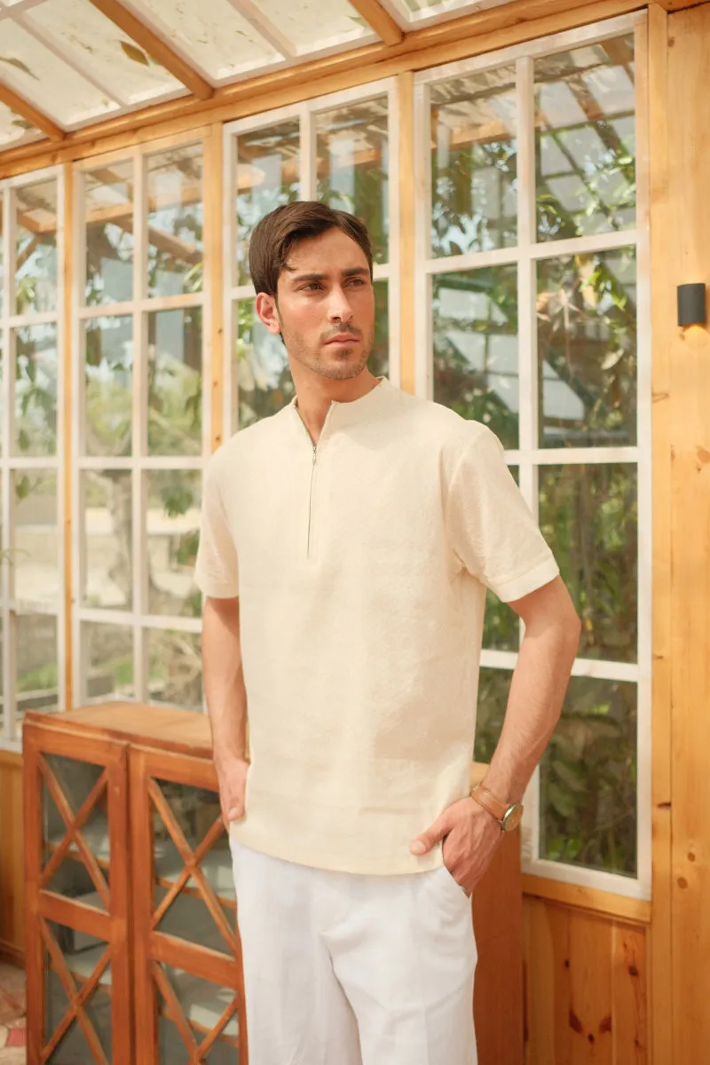 CHAMPAGNE ZIP-UP POLO