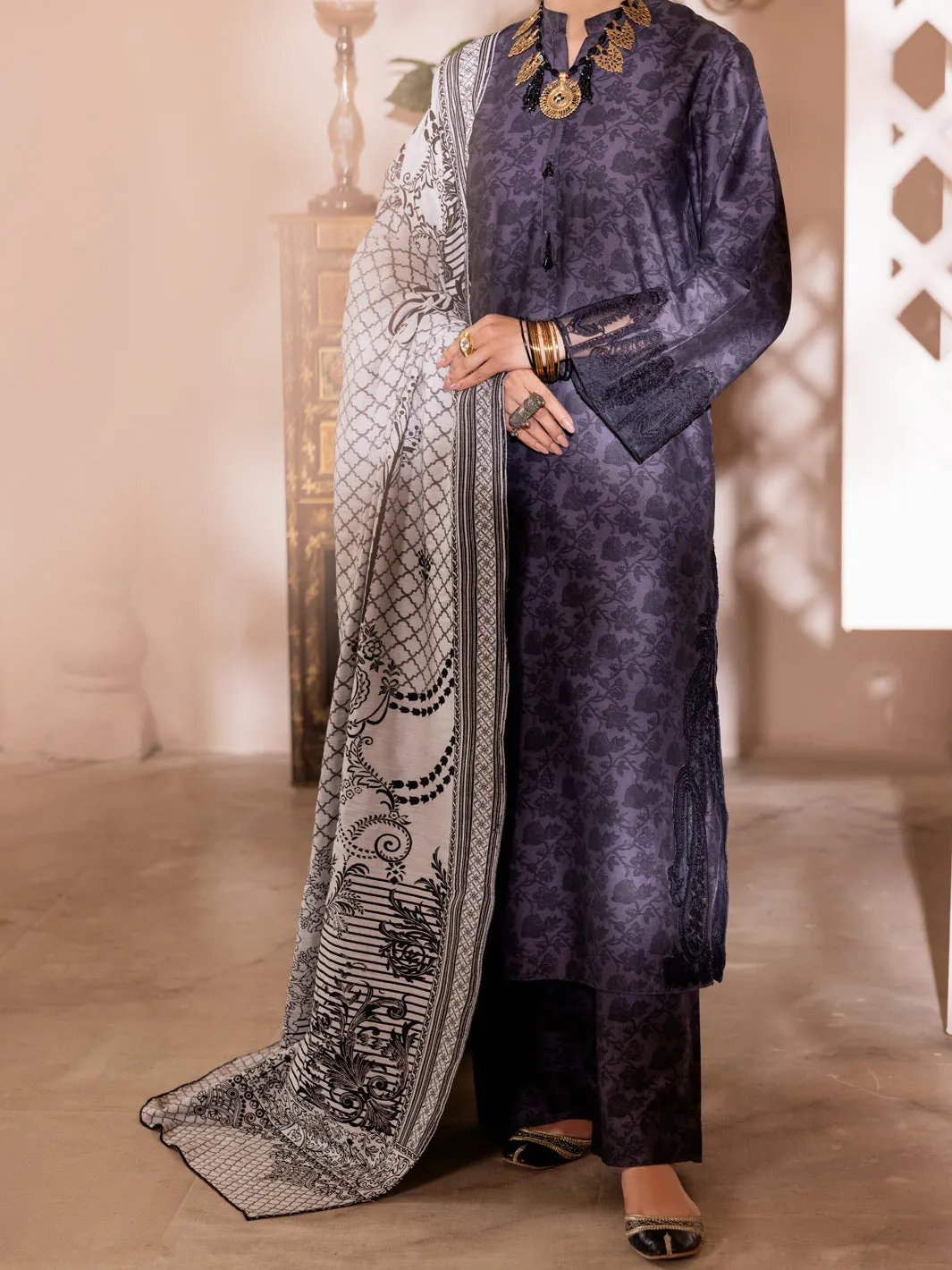 Charcoal Cambric 3 Piece Unstitched - ALP-3PS-1904