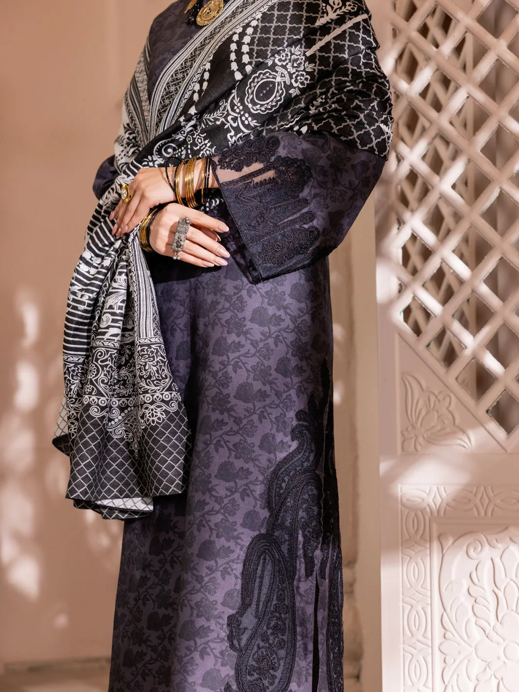 Charcoal Cambric 3 Piece Unstitched - ALP-3PS-1904