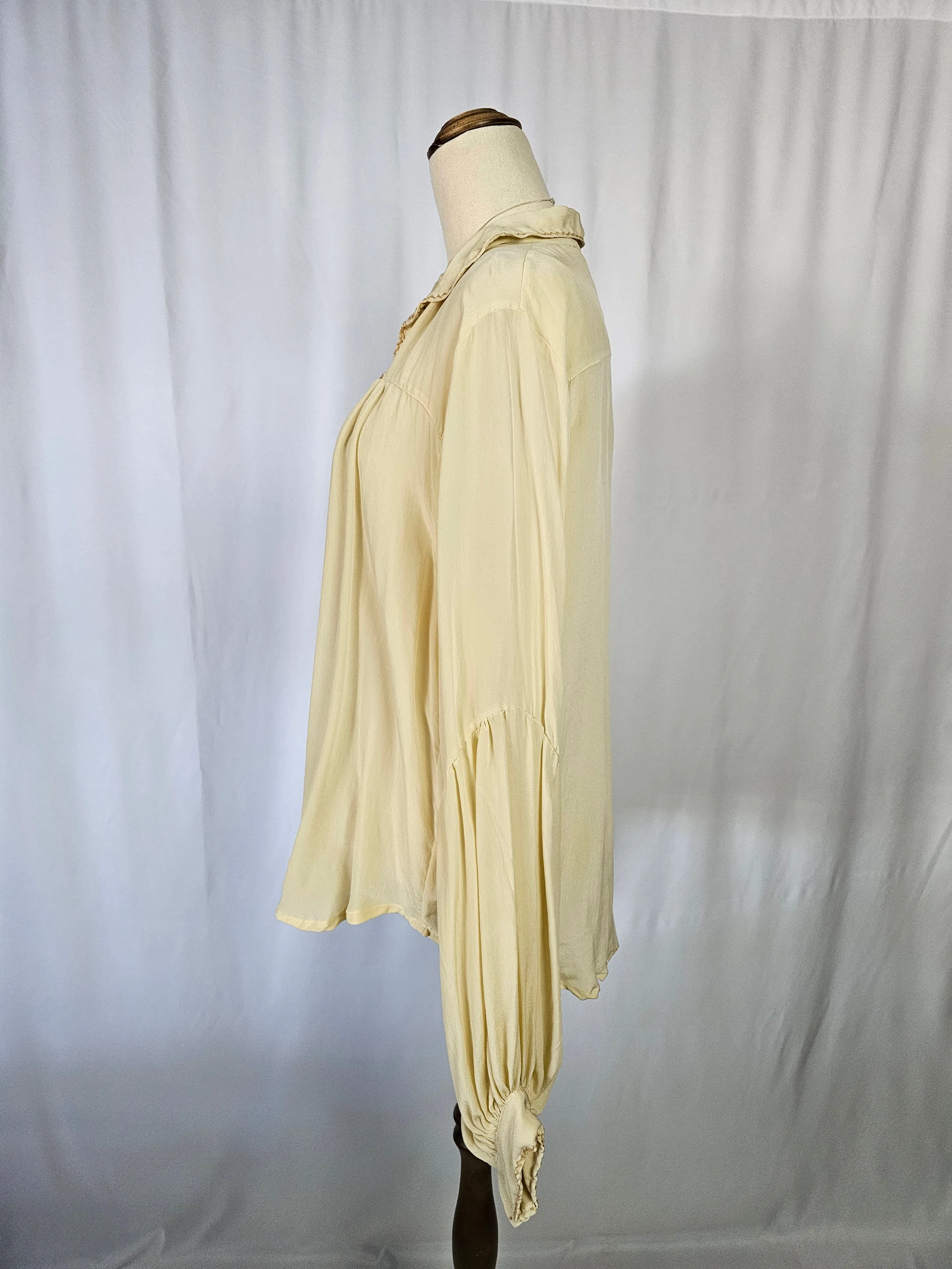 Chasing Unicorns "till the morning comes" silk shirt blouse L