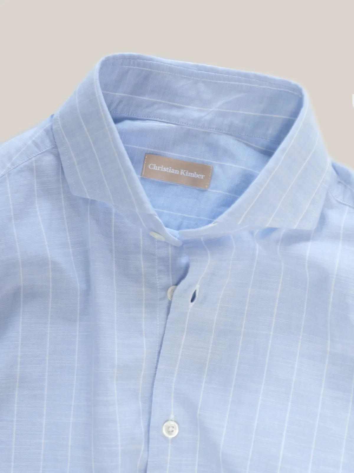 Christian Kimber Italian Chambray Shirt - Soft Blue Stripe