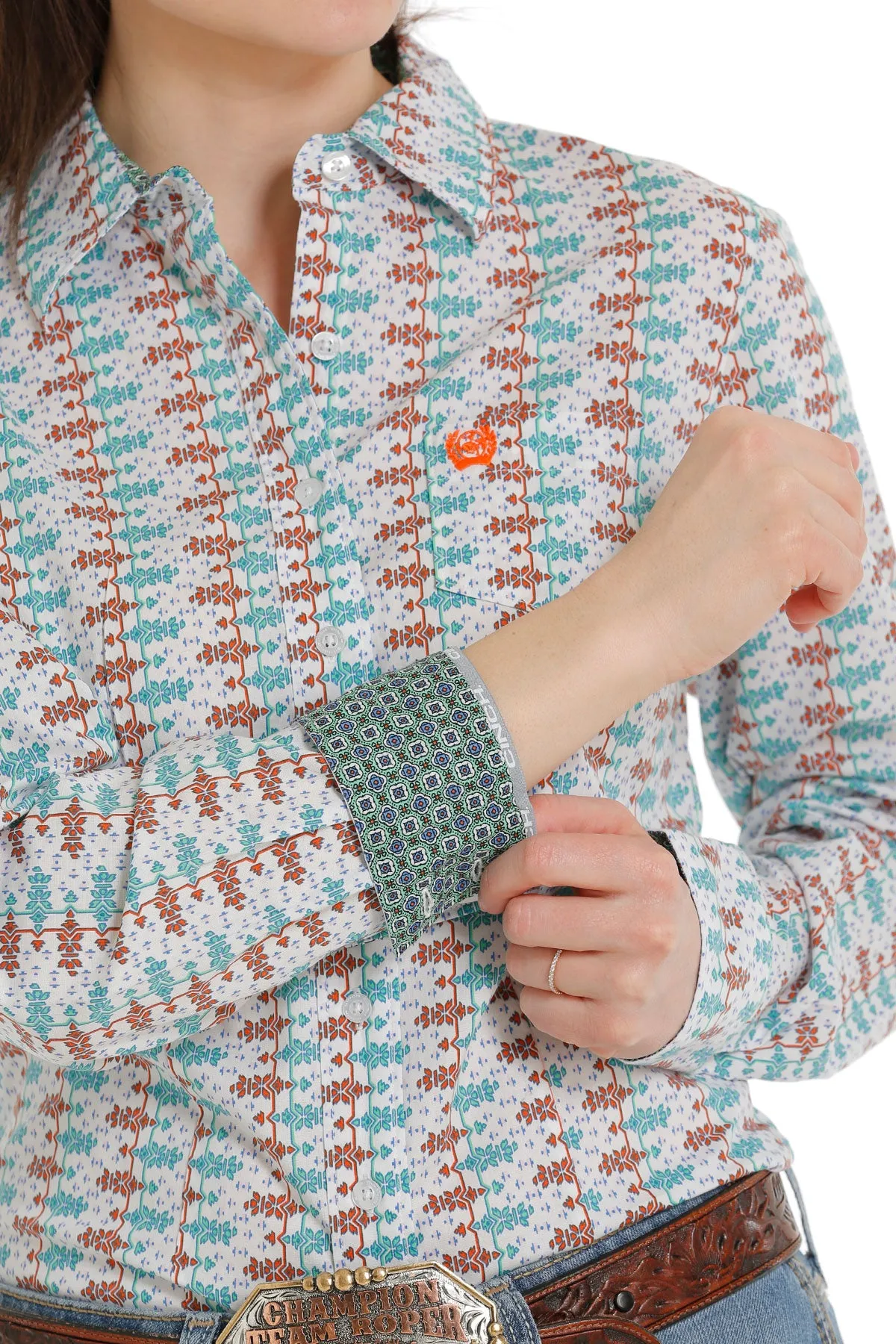 Cinch Women's L/S Geometric Western Button Down Shirt