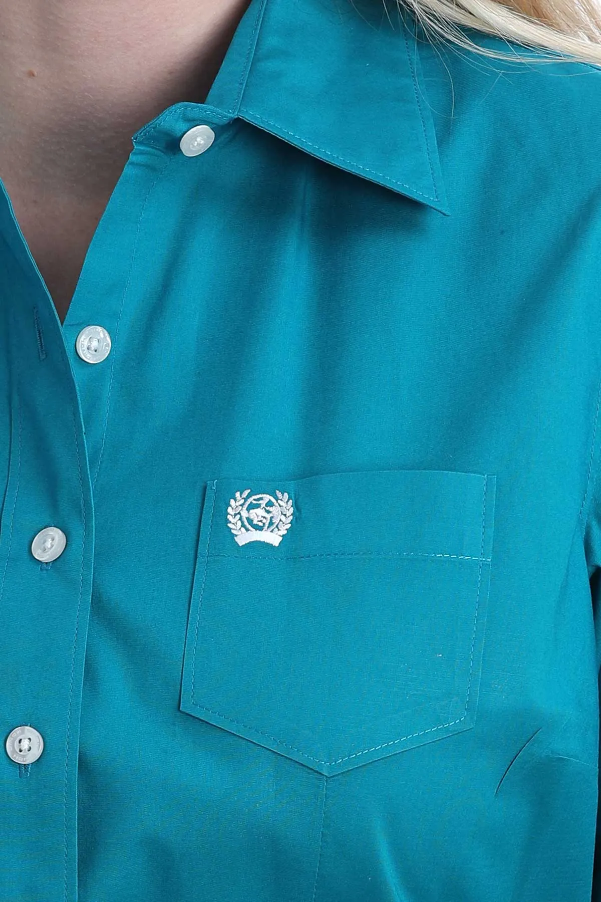 Cinch Women's L/S Solid Teal Western Button Down Shirt