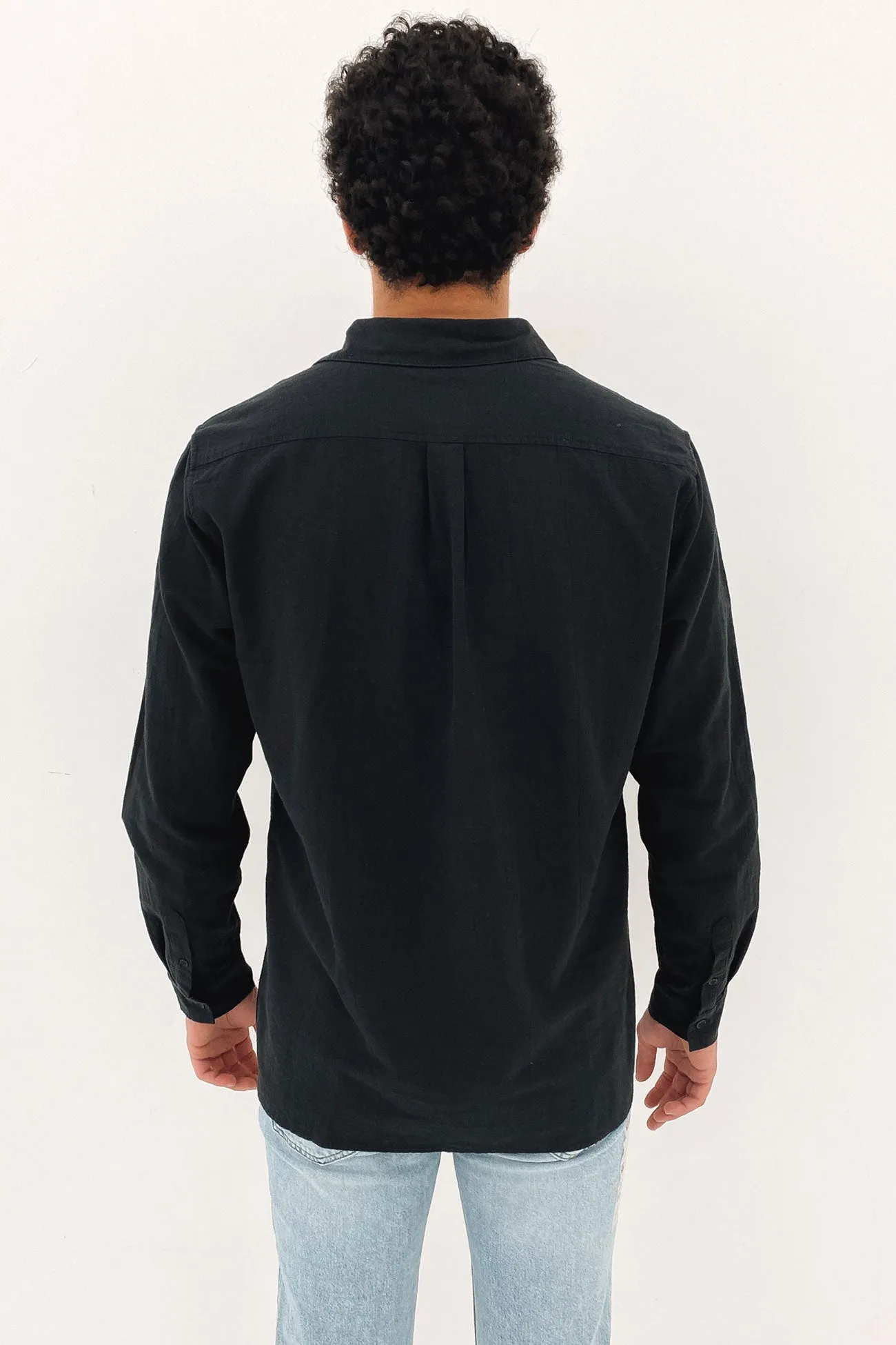 Classic Linen Long Sleeve Shirt Vintage Black
