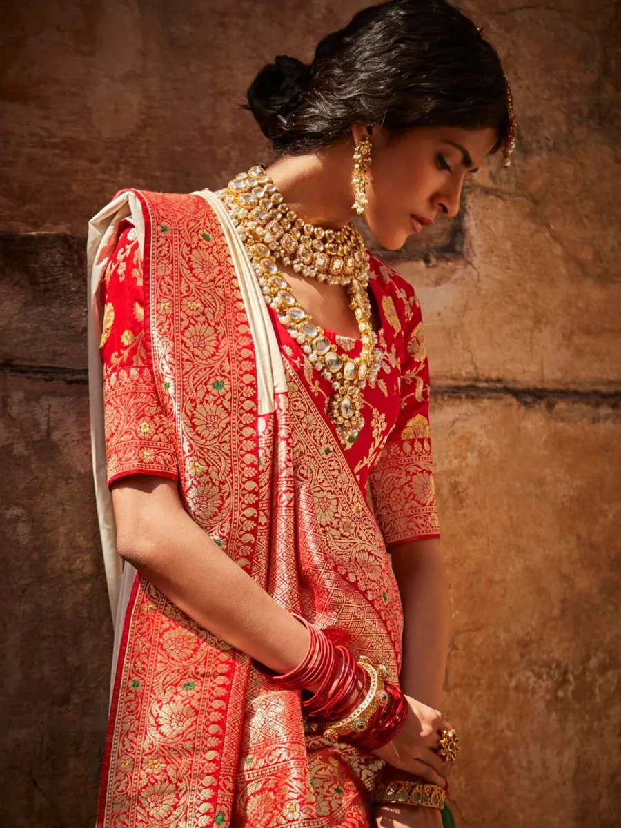 Cream Silk Wedding Saree