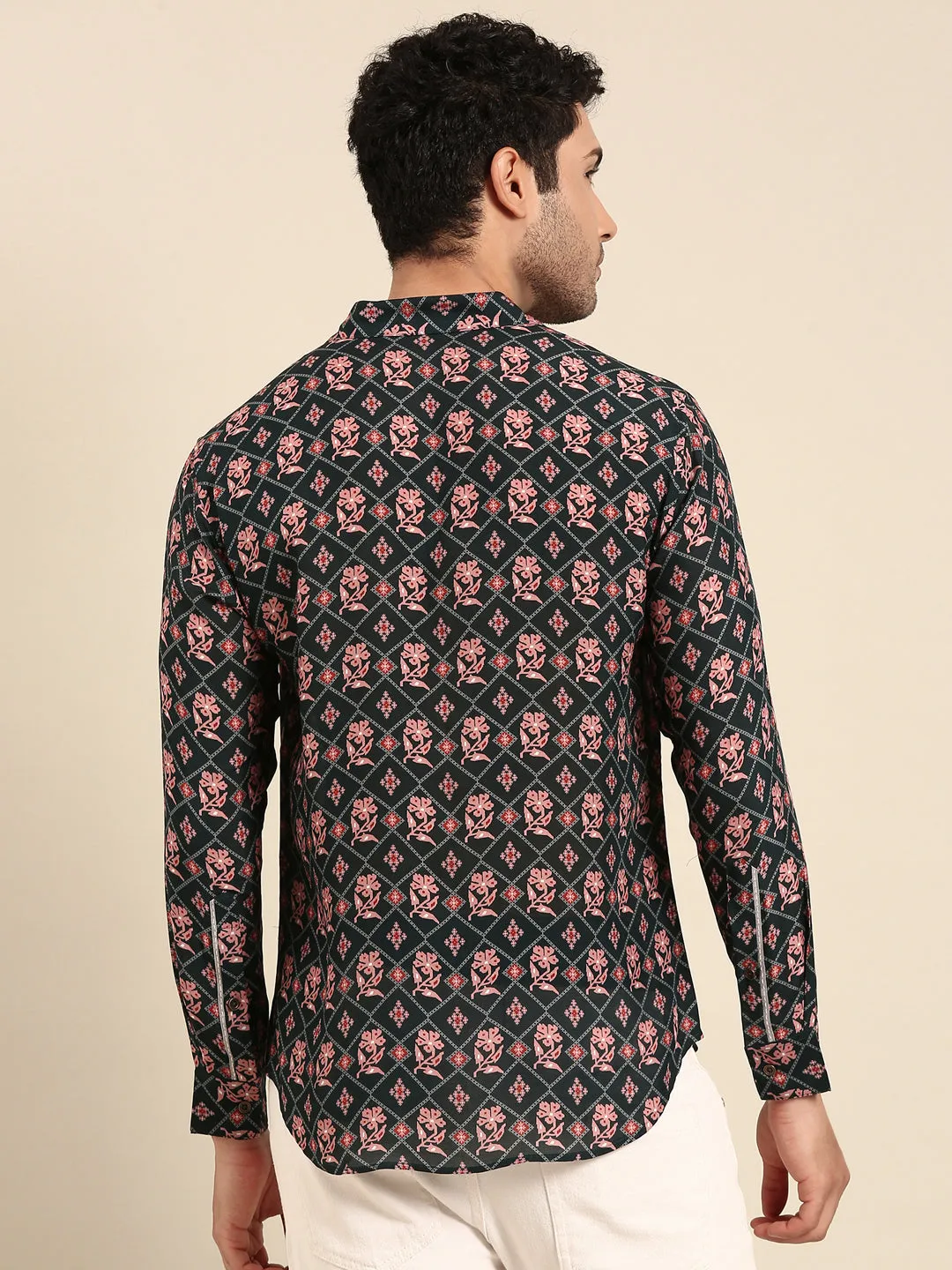 Dark Blue Printed Muslin Shirt - MM0880
