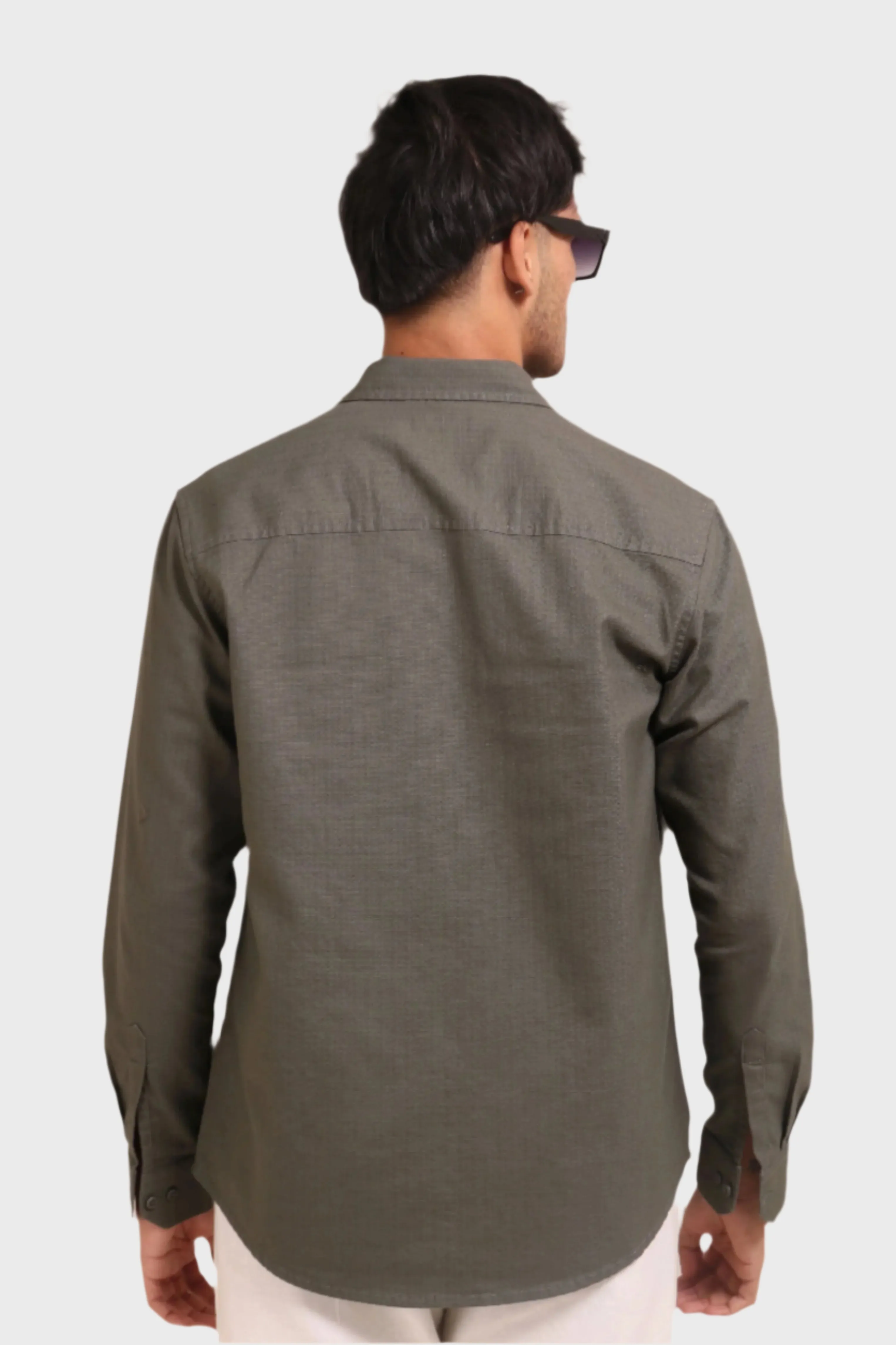 DARK GREEN TEXTURED REGULAT FIT SHIRT/ OVERSHIRT