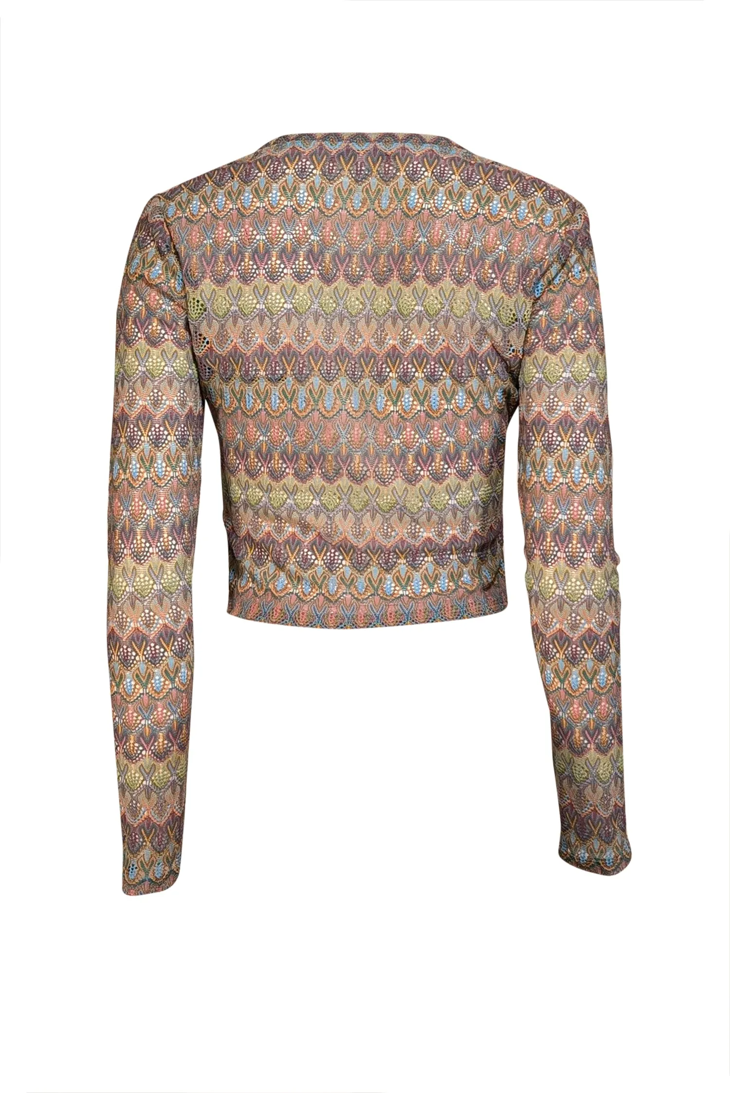 Derek Lam - Green & Multicolor Crochet Twist Front Top Sz S