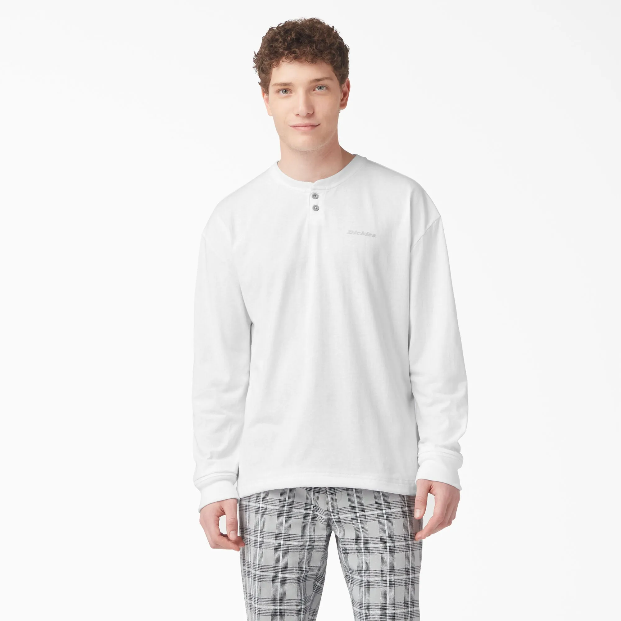 Dickies Long Sleeve Henley Tee - White