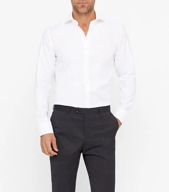 Easy-Iron Textured Dress Shirt White