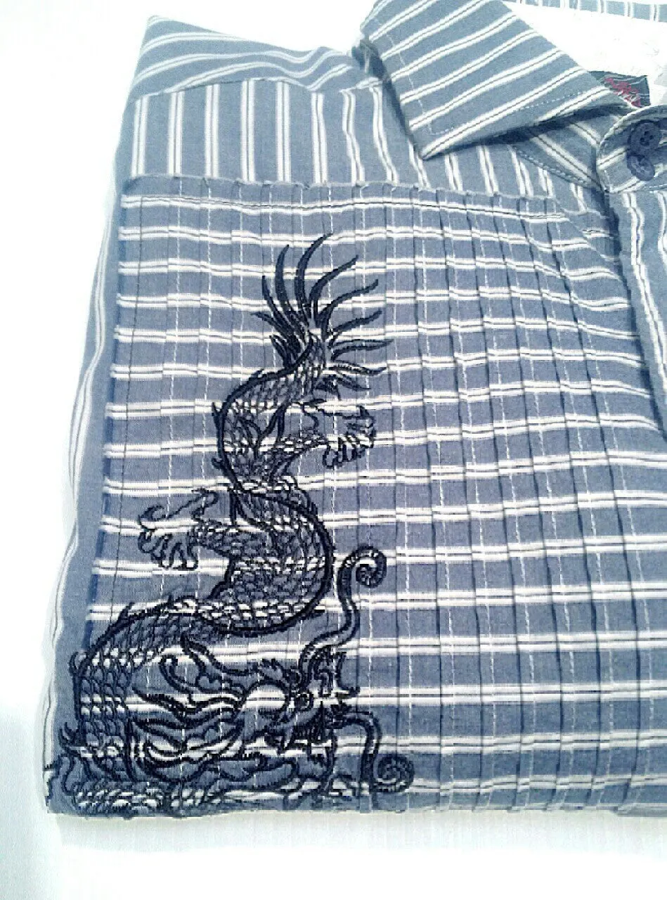 English Laundry-Blue Embroidered Fashion Shirt- size M
