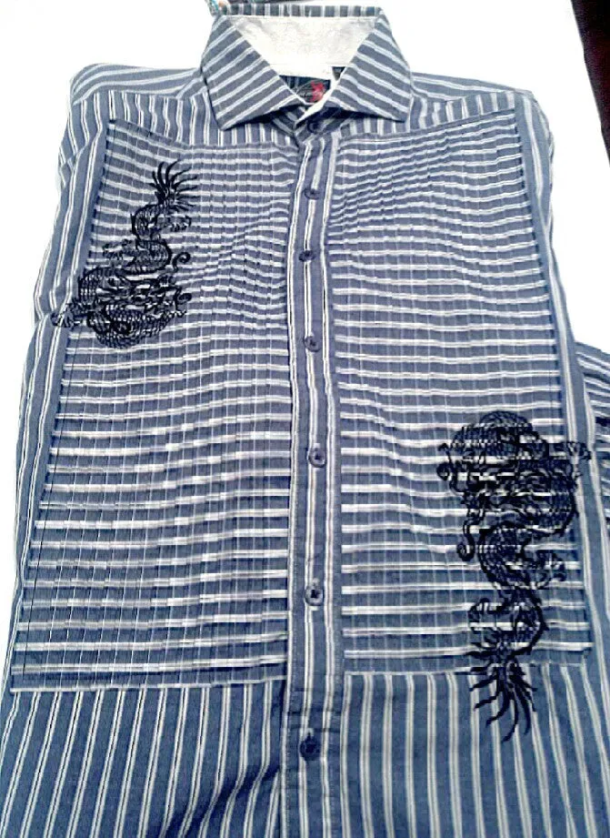 English Laundry-Blue Embroidered Fashion Shirt- size M
