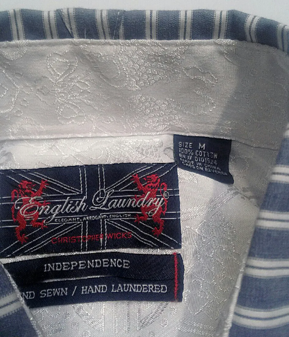 English Laundry-Blue Embroidered Fashion Shirt- size M