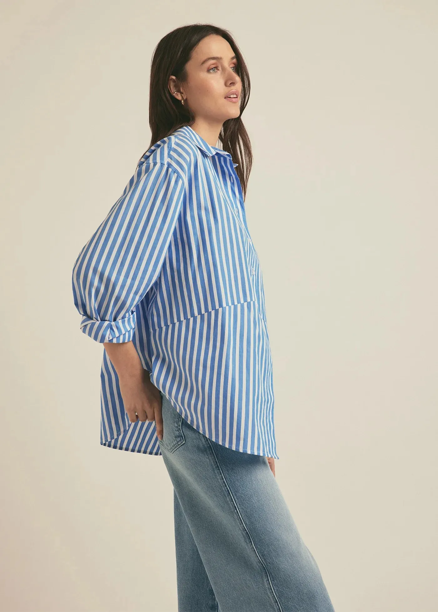 Favorite Daughter Doors Open Shirt Azure Stripe