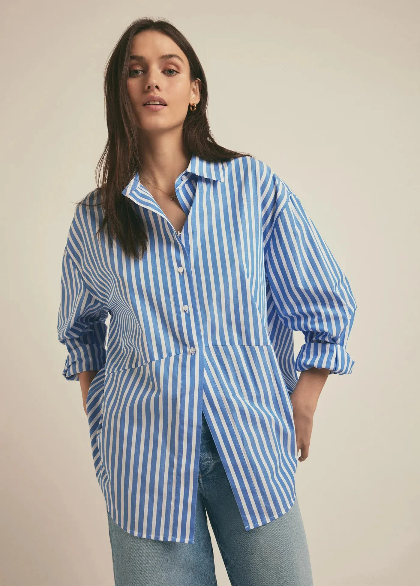 Favorite Daughter Doors Open Shirt Azure Stripe