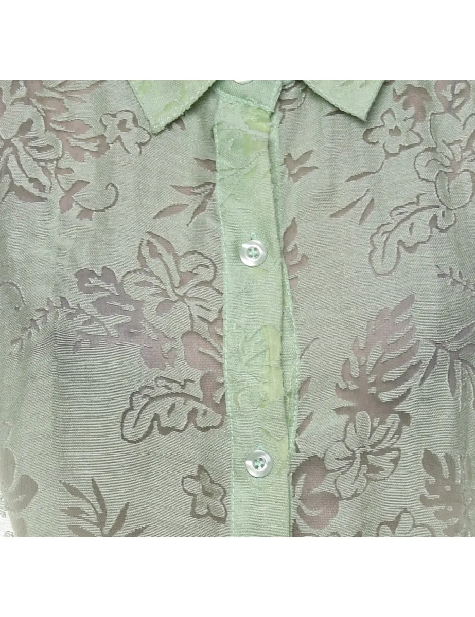 Floral Light Green Sheer Shirt - XL