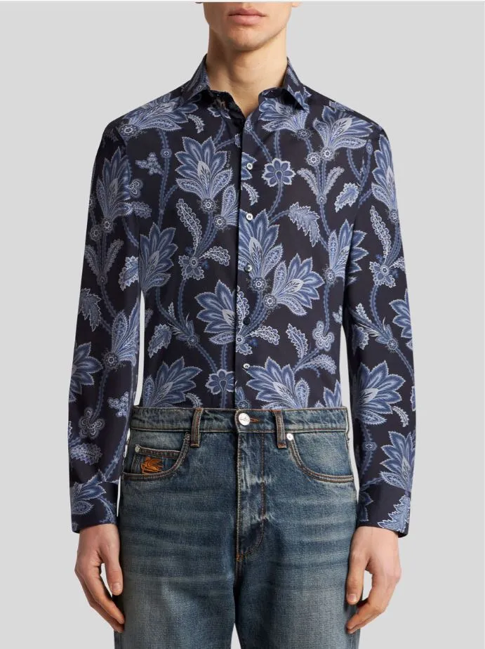 Floral Print Shirt | Navy Mix