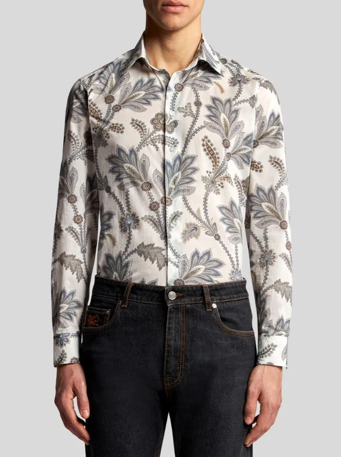 Floral Print Shirt | Taupe Mix