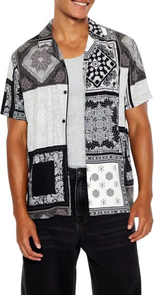 Forever 21 Men's Colorblock Rayon Paisley Shirt