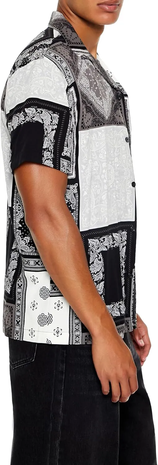 Forever 21 Men's Colorblock Rayon Paisley Shirt