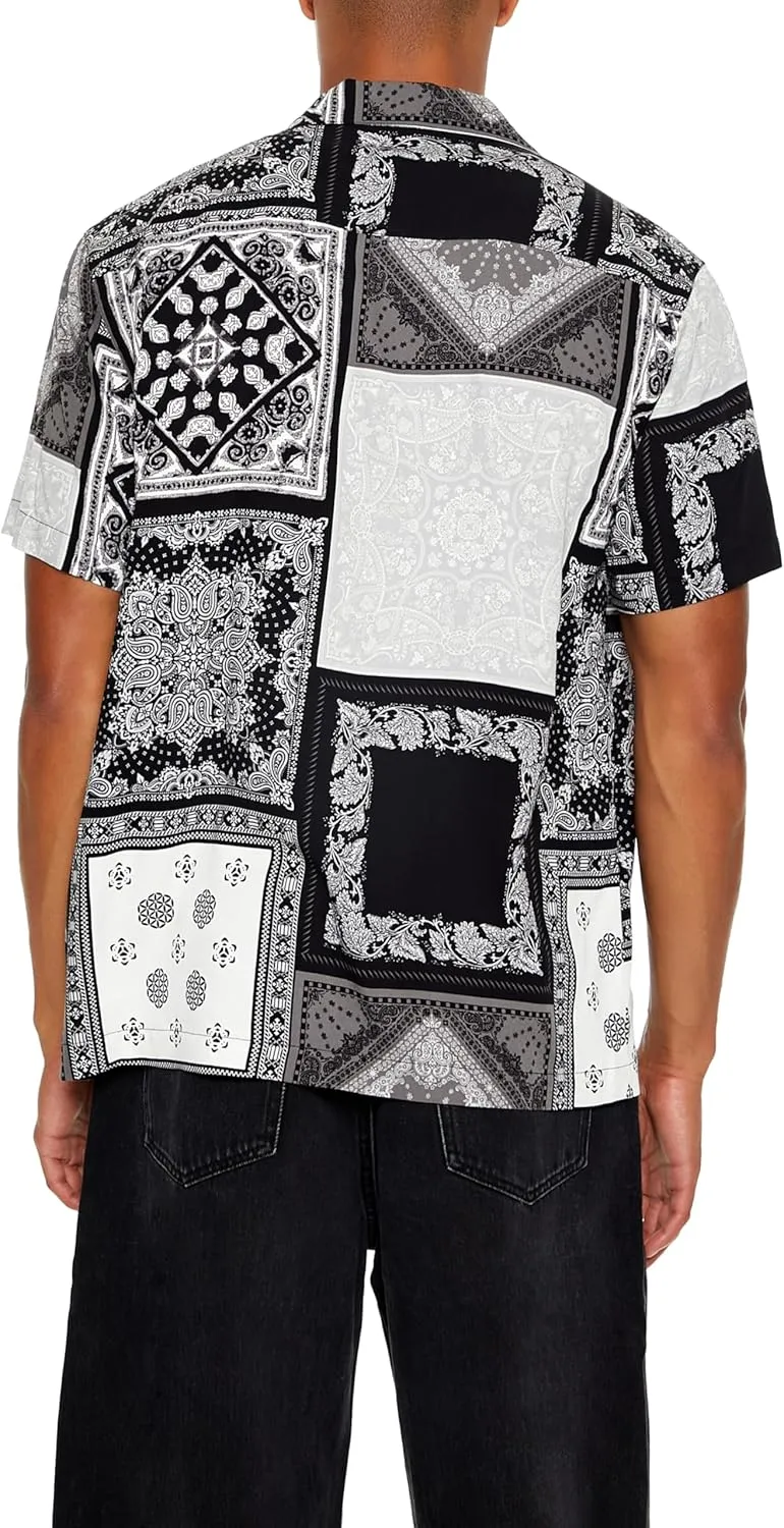 Forever 21 Men's Colorblock Rayon Paisley Shirt