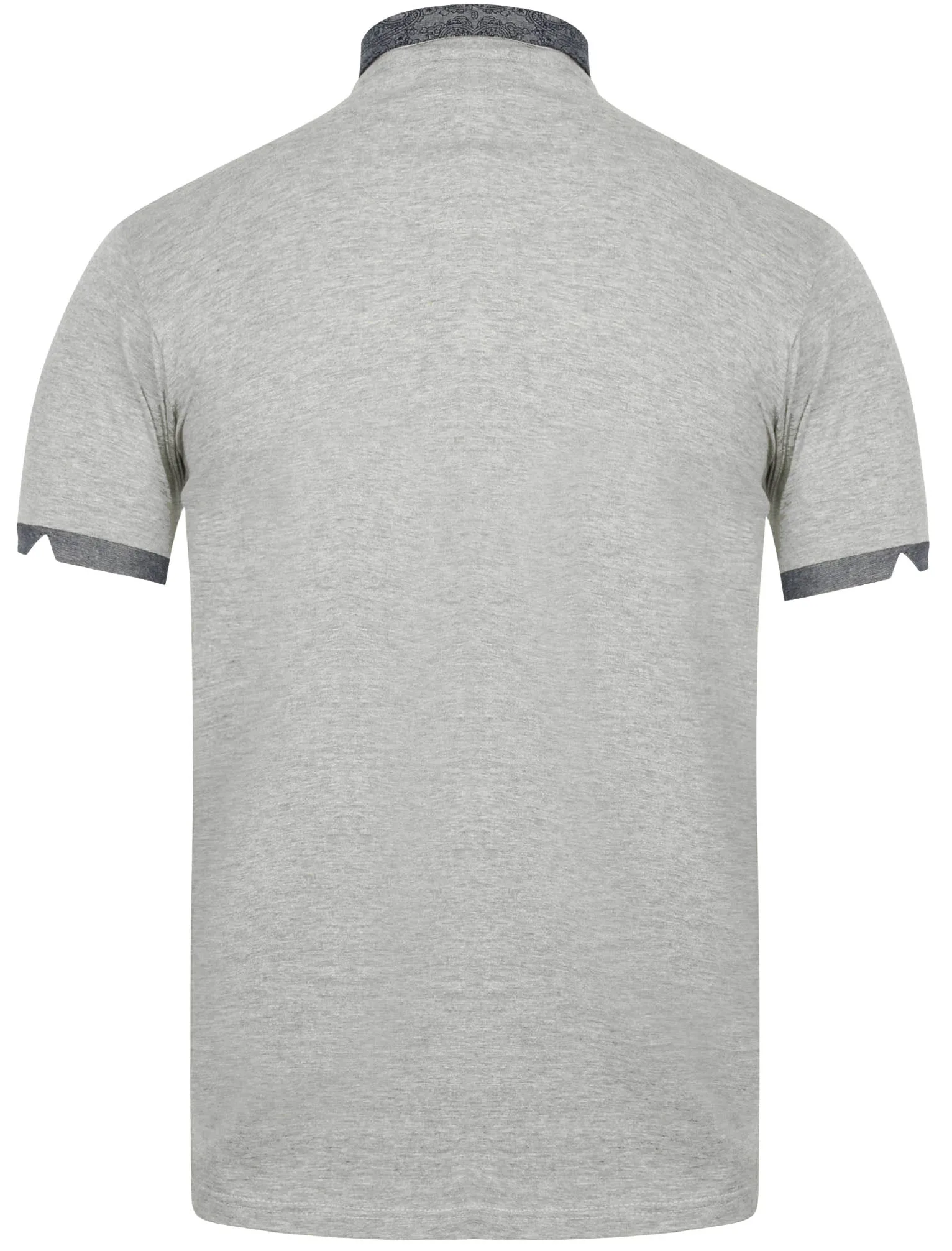 Gill Polo Shirt with Paisley Trim in Light Grey Marl