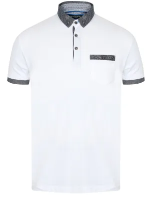 Gill Polo Shirt with Paisley Trim in White